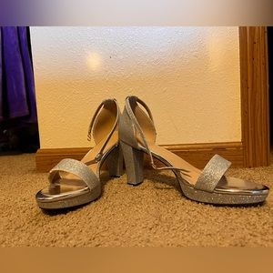 Sliver sparkle heels. Never worn